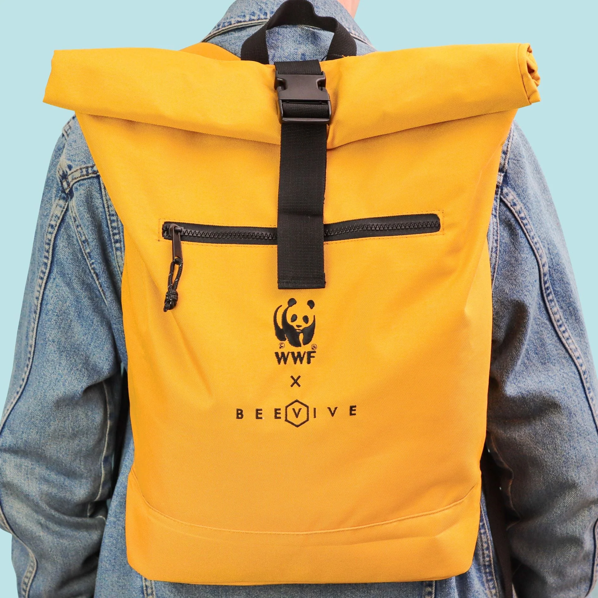 Adventure Recycled Roll-top Backpack - Yellow - Image 2