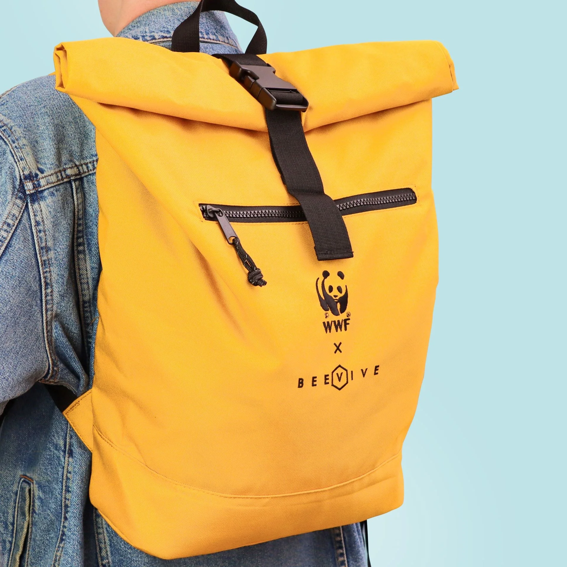 Adventure Recycled Roll-top Backpack - Yellow - Image 5