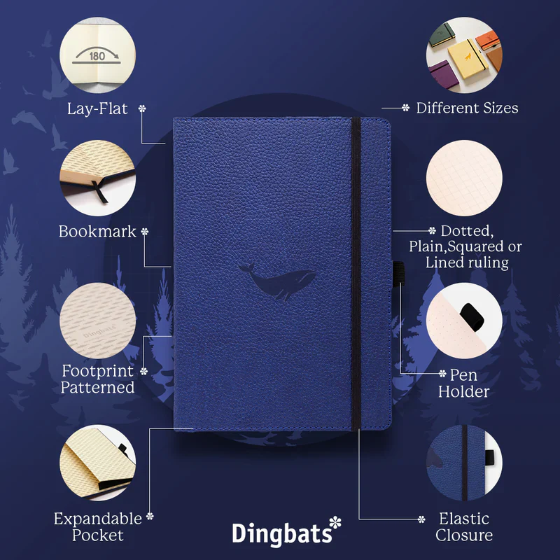Dingbats Blue Whale A5 Notebook - Image 3