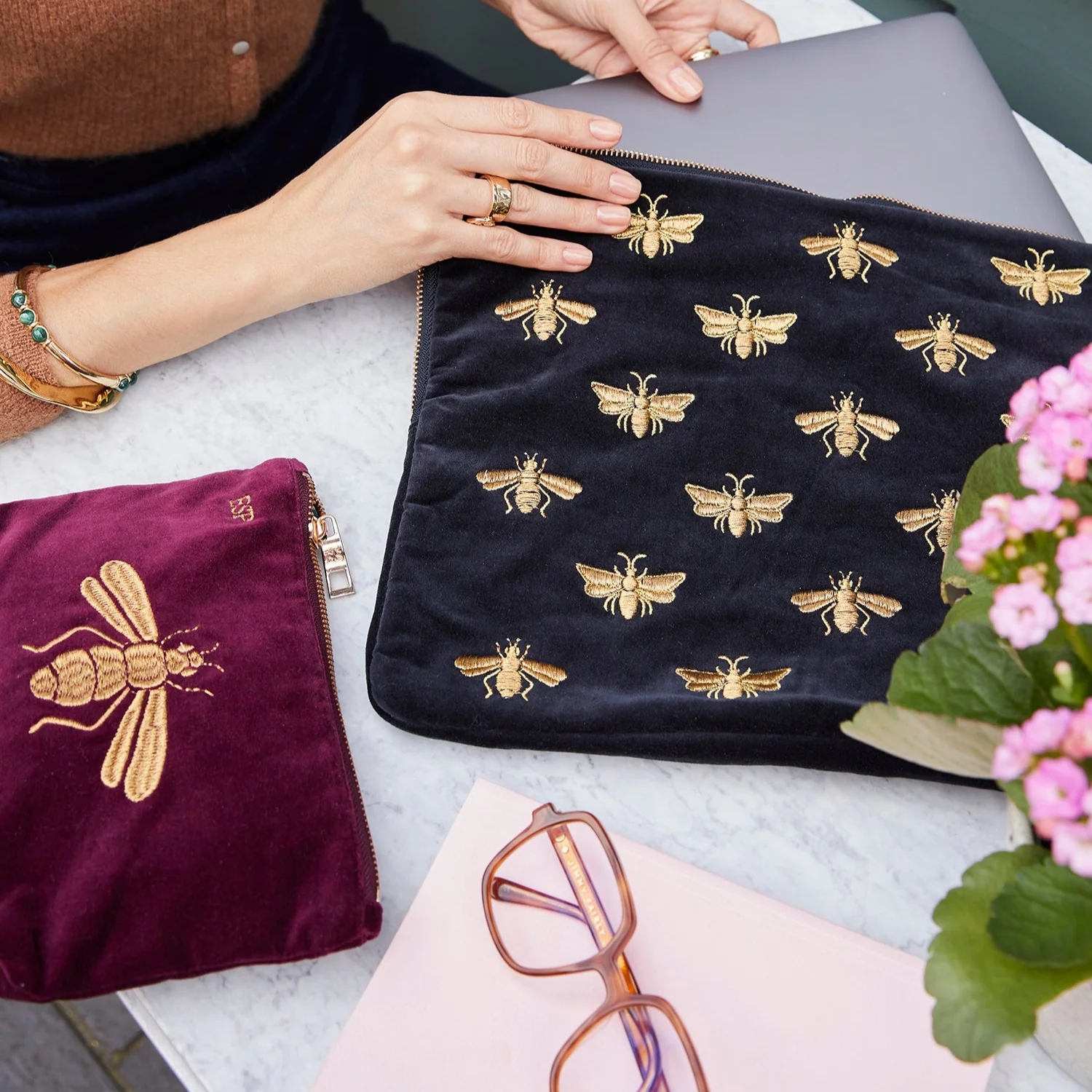Honey Bee Mini Pouch - Plum - Image 5