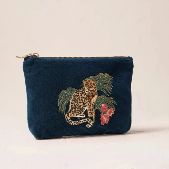 Jungle Jaguar Mini Pouch - Ink Blue - Image 3