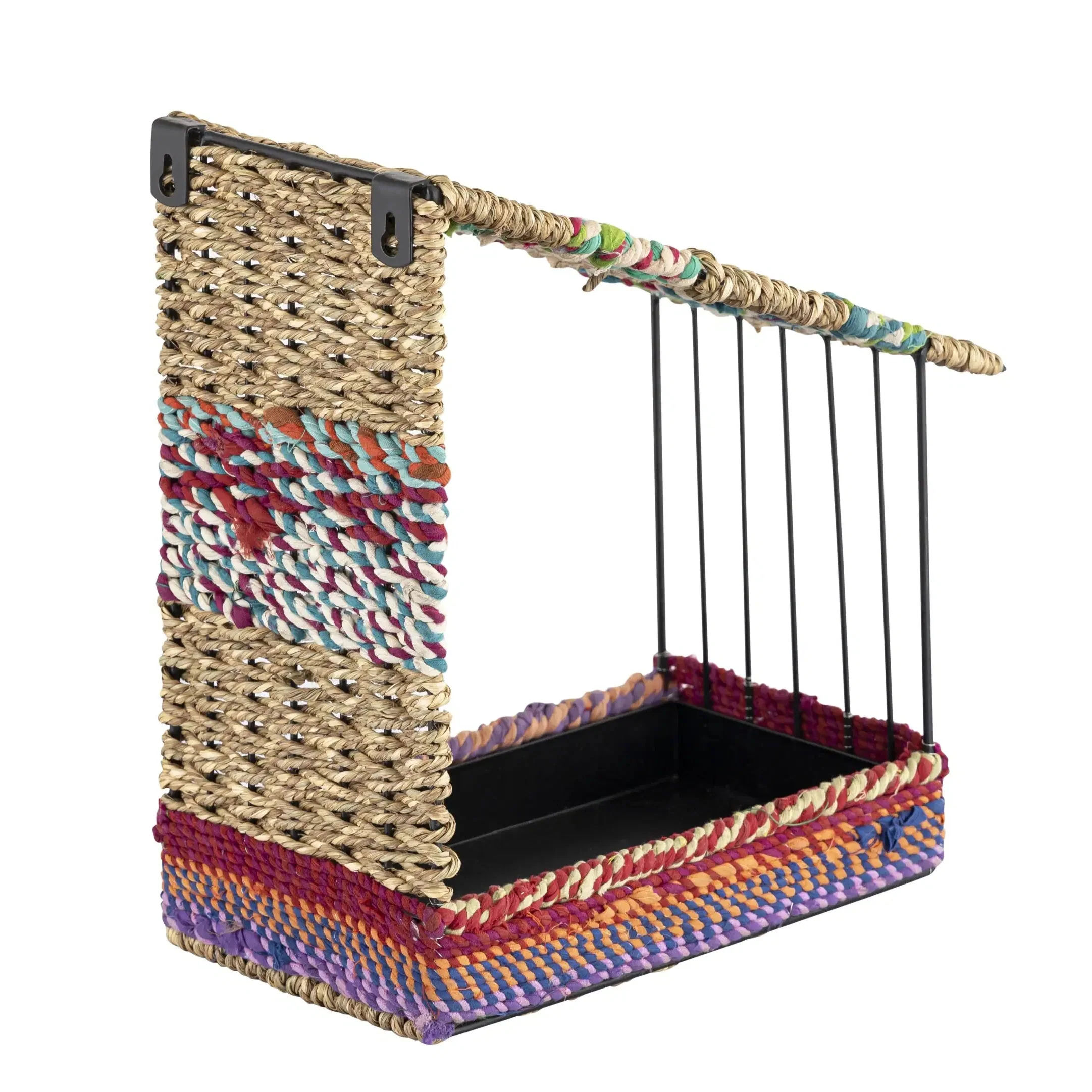 Munja & Reclaimed Sari Fabric Wall Bird Feeder - Image 2