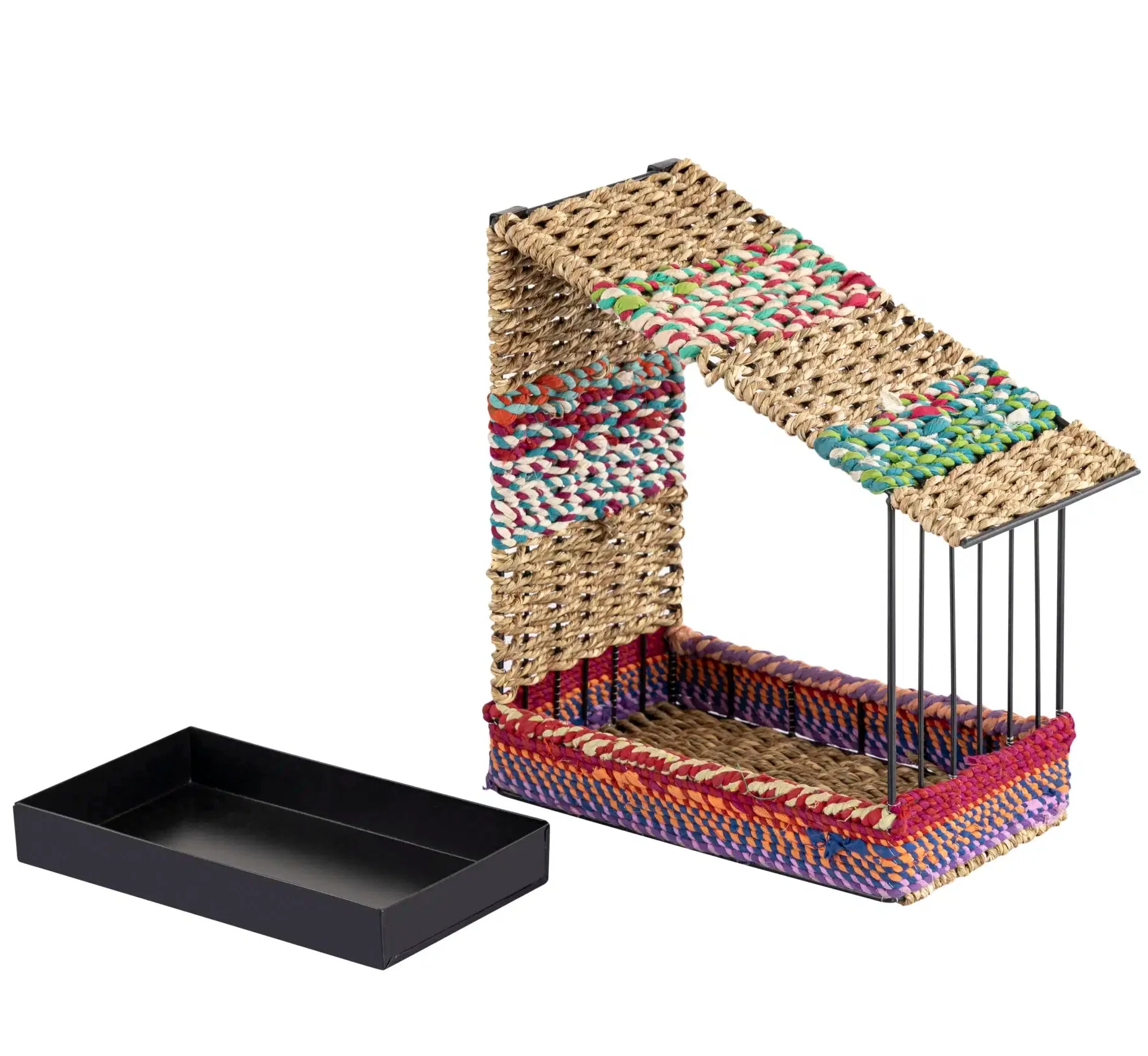 Munja & Reclaimed Sari Fabric Wall Bird Feeder - Image 5