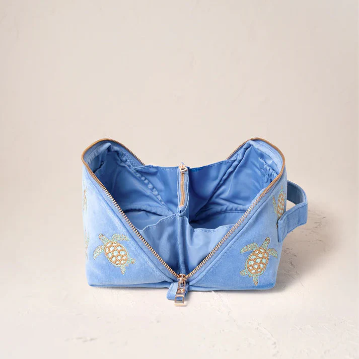 Turtle Open Flat Makeup Bag - Caribbean Blue - Image 4